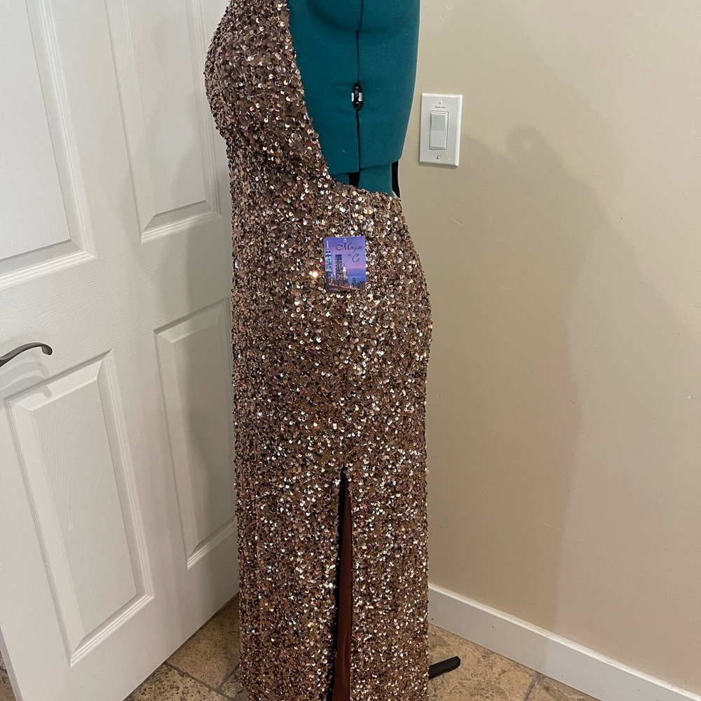 Morgan & Co. Brown Sequin Backless Dress - Picture 7 of 16